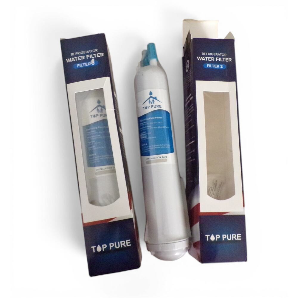(2) Top Pure #3 Replacement Refrigerator Filters New Sealed Boxes Show Wear - Picture 2 of 6
